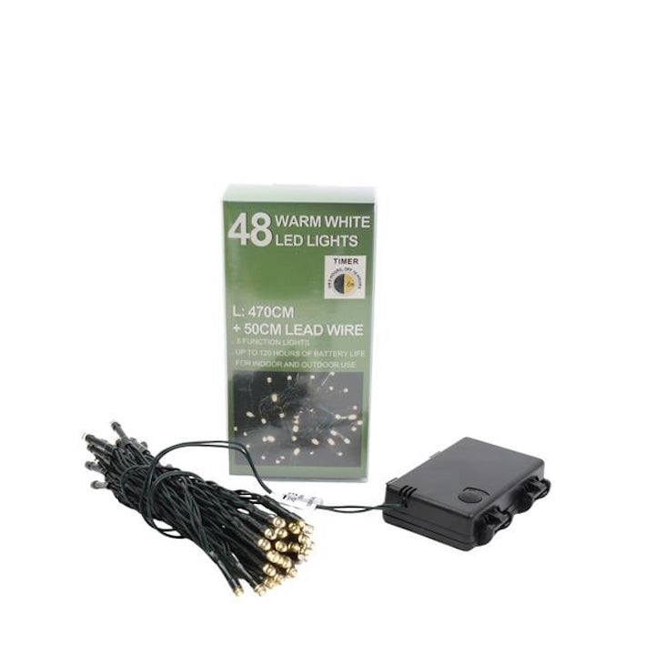 LED-Slinga UTE & INNE med 48 lampor & timer – 470+50cm