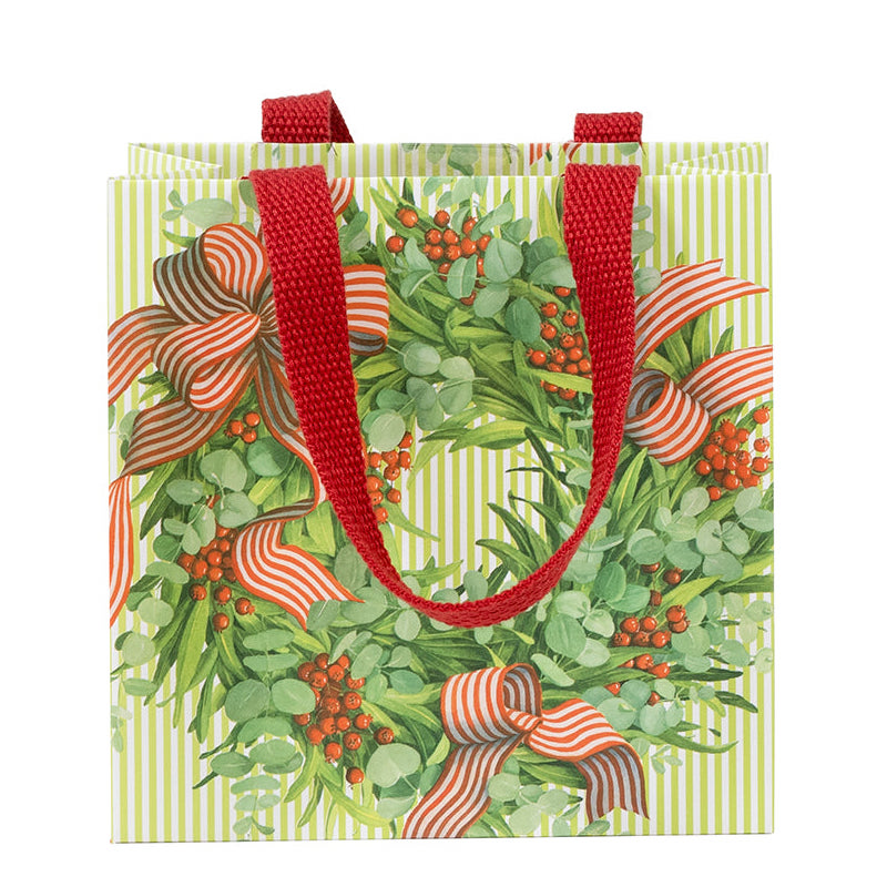 Presentpåse – Ribbon Stripe Wreath Small 14,6x14,6x5,7cm