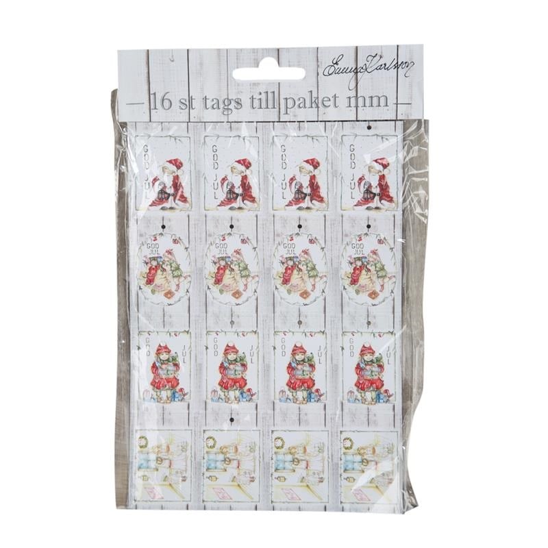 Paketkort / Juladresser knyt – fyra olika motiv 16-pack