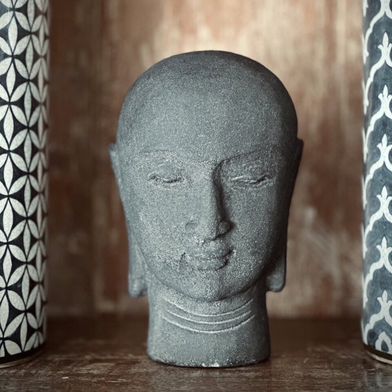 BUDDHA HEAD i sten Svart H:24cm - 3