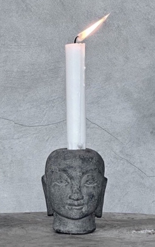 Ljushållare BUDDHA YONO i sten – Grå med kalt huvud Ø8cm H9,5cm - 7