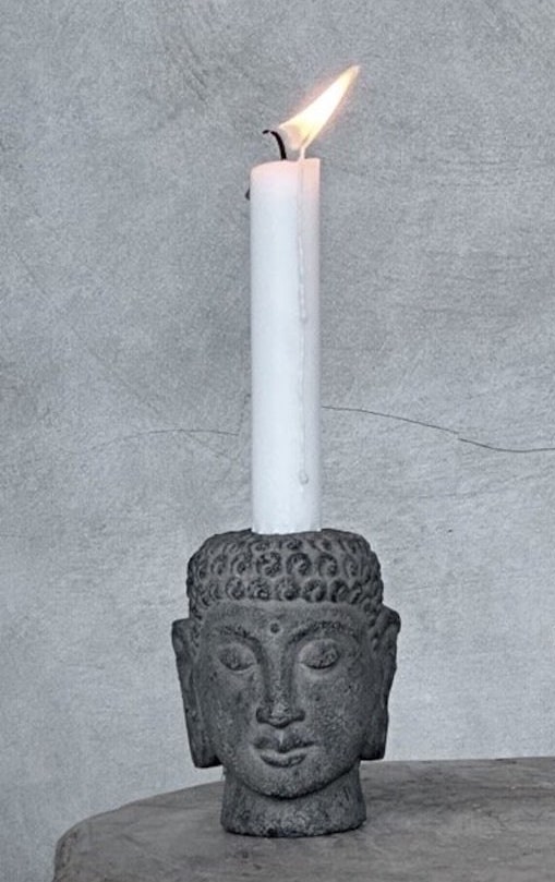 Ljushållare BUDDHA YONO i sten – Grå med krull Ø8cm H9,5cm - 7