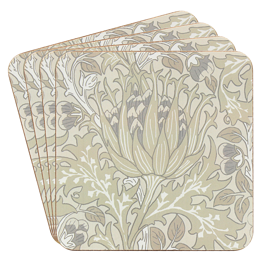 Fyra glasunderlägg i Morris' Artichoke