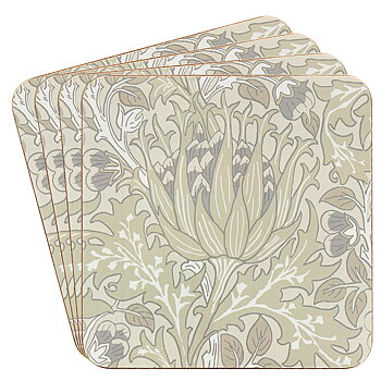 Fyra glasunderlägg i Morris' Artichoke