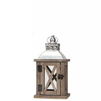 Lykta ZINK OLD WOOD i trä & metall liten 16x16x38cm