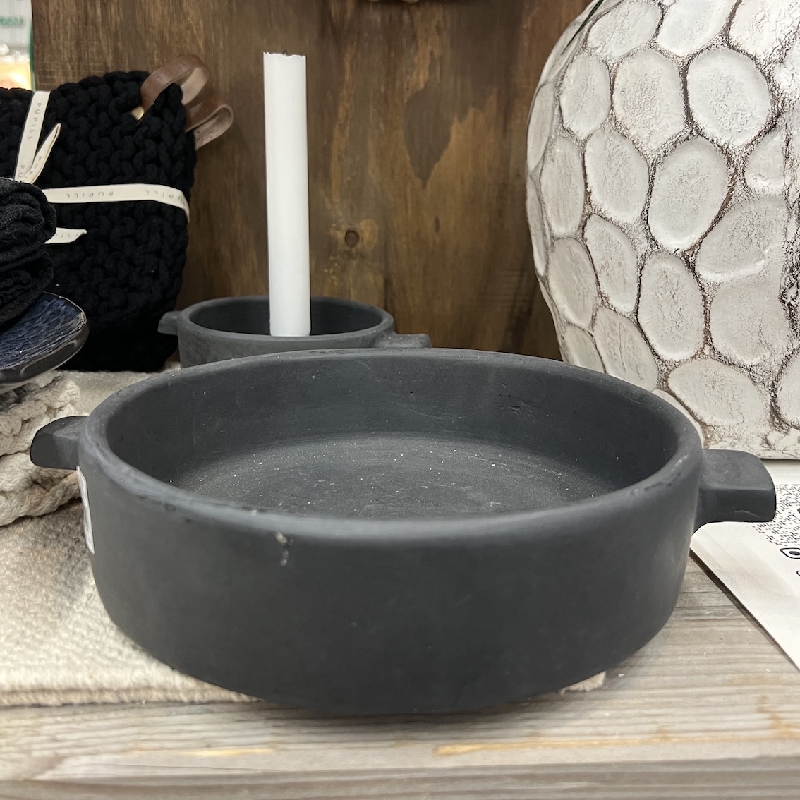 Skål / Fat i svart keramik Ø:21,5cm - 3