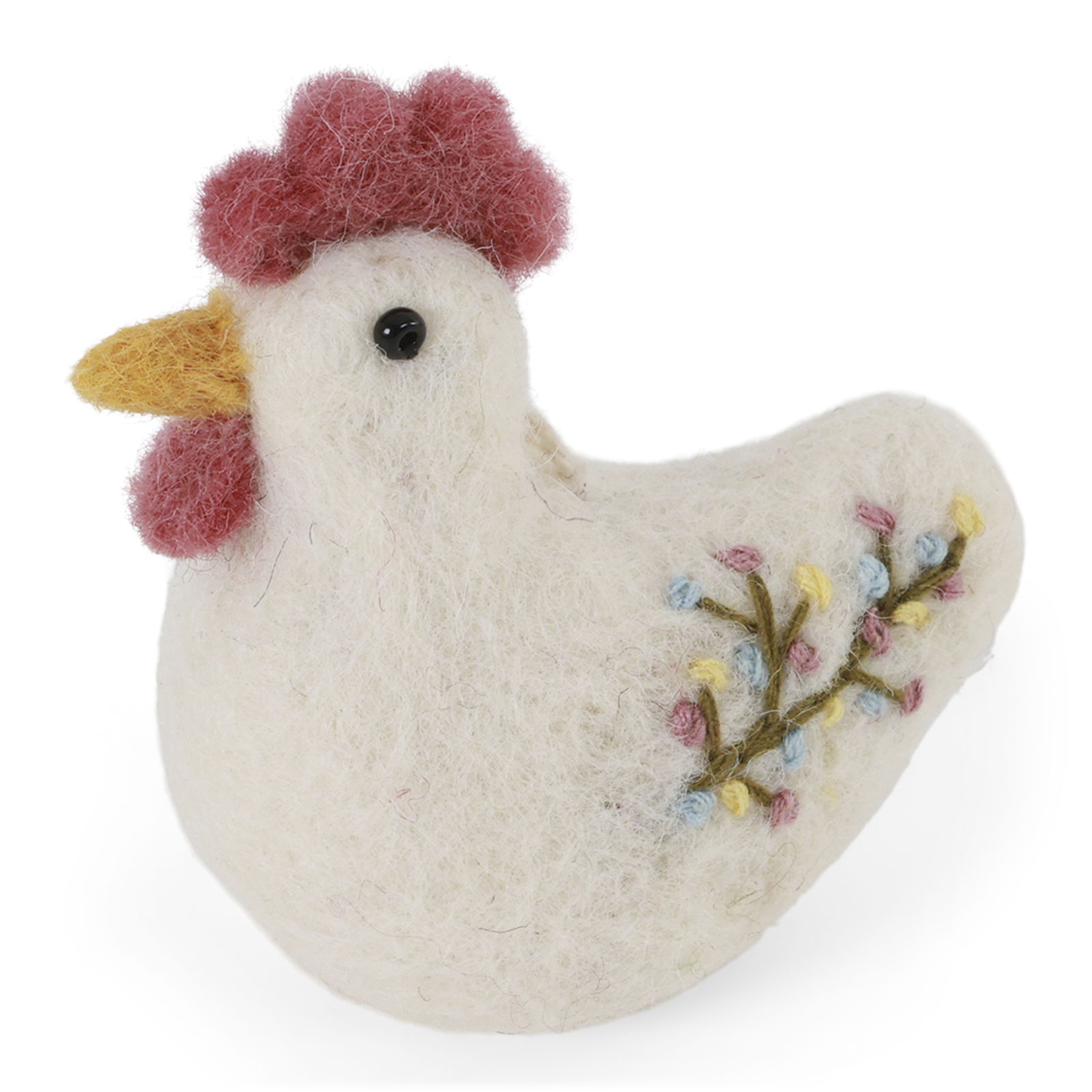 Tovat ullhänge, tupp med brodyr Fair Trade – White 6x6cm - 2