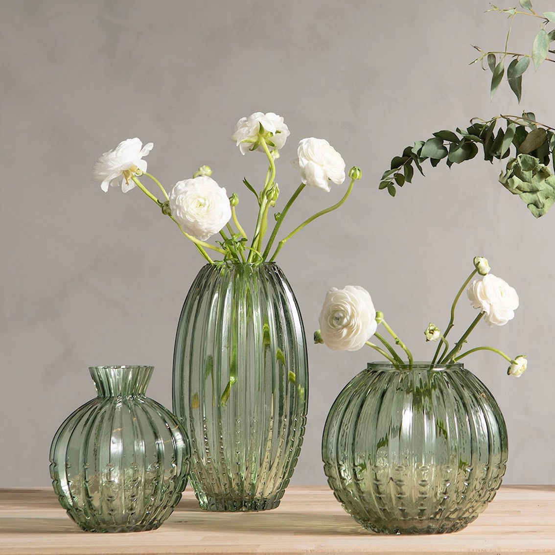 Klotvas PION i grönt glas H:17cm - 6