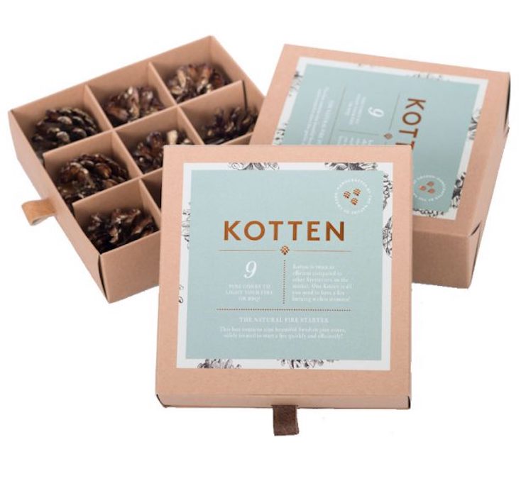 Braständare KOTTEN – Presentask med 9 kottar