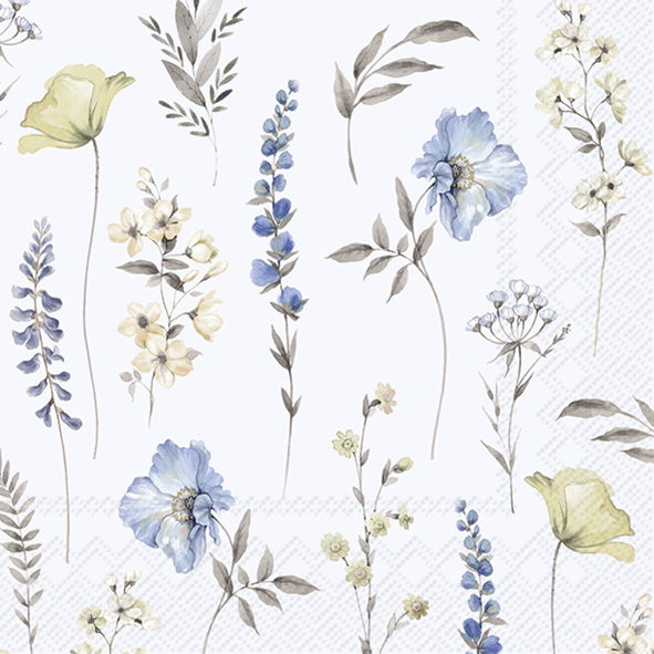 Servetter Kaffe Softly Faded Blooms Light Blue