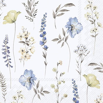 Servetter Kaffe Softly Faded Blooms Light Blue