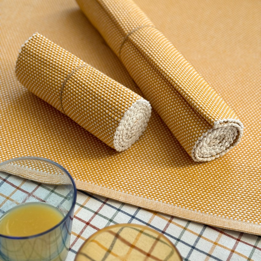 Löpare KALLE Recycled OEKO-TEX® – Gul & Beige 45X140cm - 3