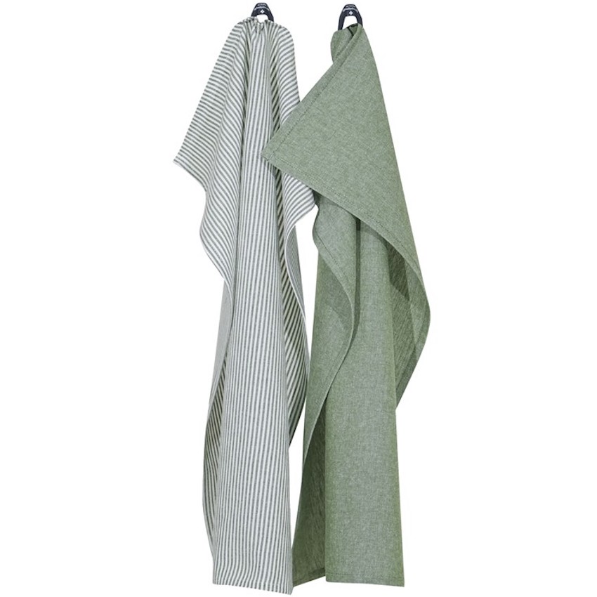 Kökshanddukar BOSSE Recycled OEKO-TEX® – Grön & Vit 50x70cm 2-pack