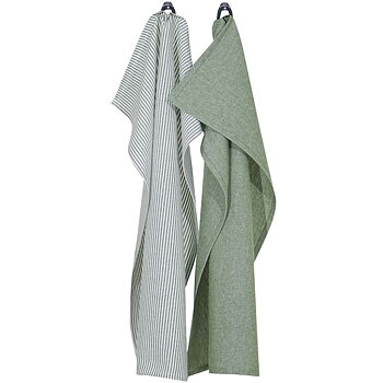 Kökshanddukar BOSSE Recycled OEKO-TEX® – Grön & Vit 50x70cm 2-pack