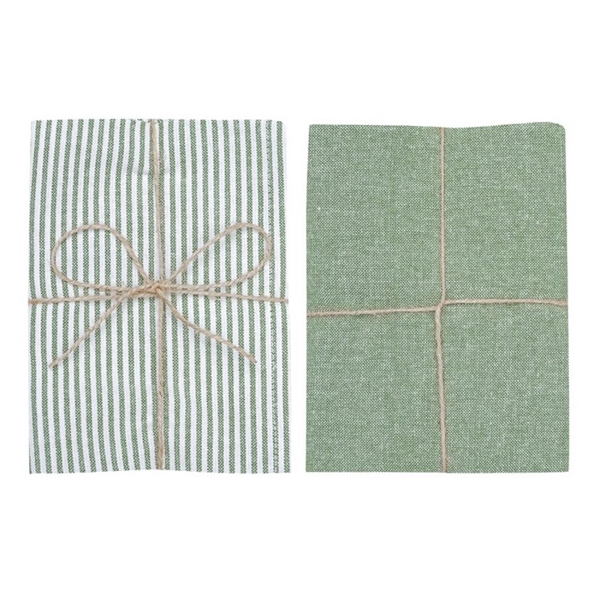 Kökshanddukar BOSSE Recycled OEKO-TEX® – Grön & Vit 50x70cm 2-pack - 2