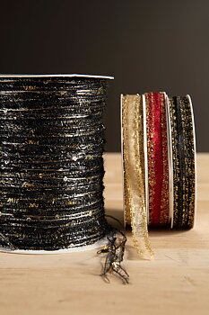PRESENTBAND – Band SKIR Röd & Glitter B:10mm pris/m