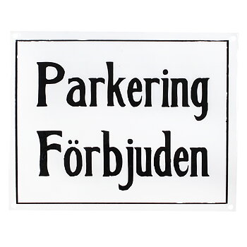 Skylt i emaljfinish – PARKERING FÖRBJUDEN 20x25cm