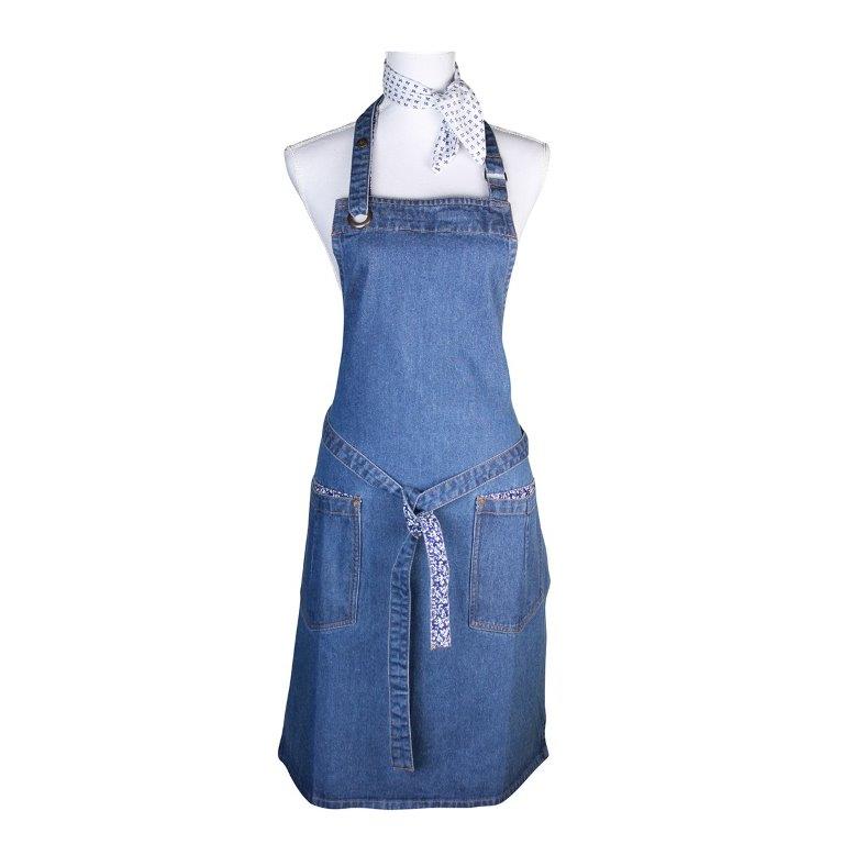 FÖRKLÄDE SWEET ALLYSUM I DENIM & MATCHANDE SCARF ASHLEY