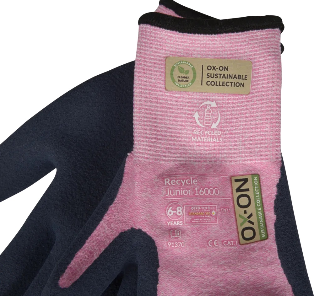 Trädgårdshandske OX-ON Recycle Junior OEKO-TEX® – Pink - 2