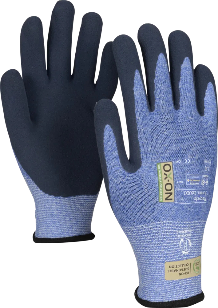 Trädgårdshandske OX-ON Recycle Junior OEKO-TEX® – Blue