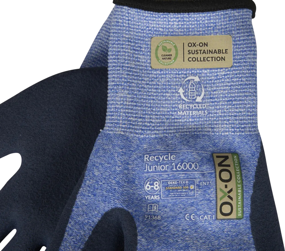 Trädgårdshandske OX-ON Recycle Junior OEKO-TEX® – Blue - 4