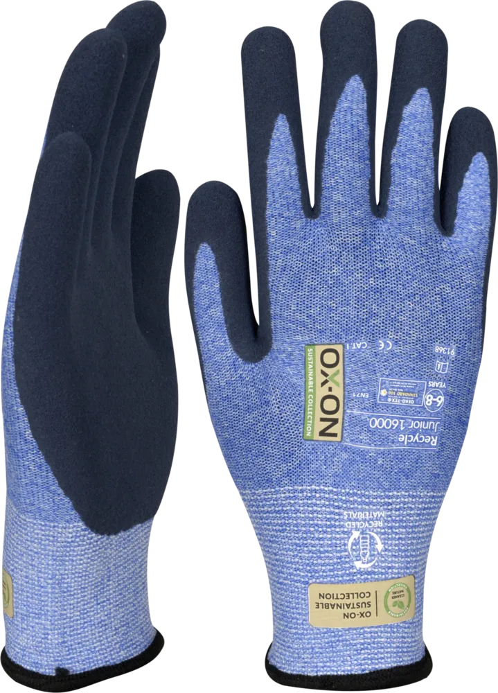 Trädgårdshandske OX-ON Recycle Junior OEKO-TEX® – Blue - 3