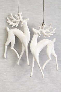 Julkula REINDEER – Vit ren med glitter & hänge 16cm pris/st