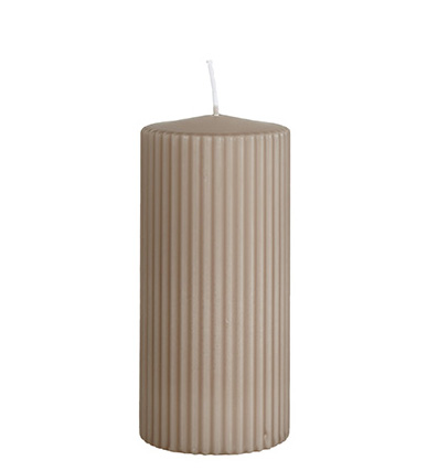 Blockljus RILL räfflat beige Ø7xH15 55H