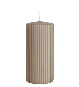 Blockljus RILL räfflat beige Ø7xH15 55H