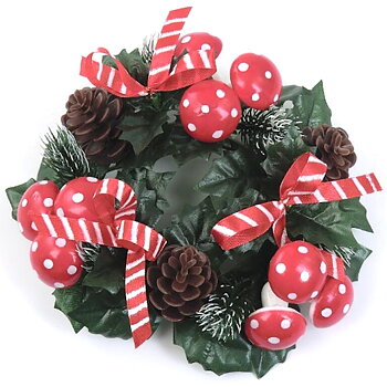 Ljusmanschett Mushroom Pine Ribbon för blockljus YD:19cm ID:7,5cm