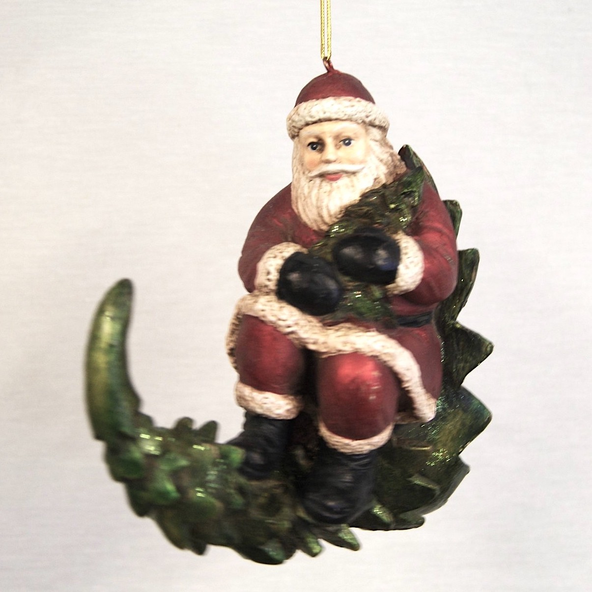 Juldekoration SANTA ON PINECONE – Tomte på kotte med hänge 20cm - 2