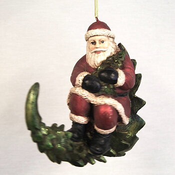 Juldekoration SANTA ON PINECONE – Tomte på kotte med hänge 20cm