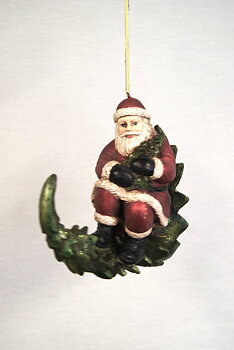 Juldekoration SANTA ON PINECONE – Tomte på kotte med hänge 20cm
