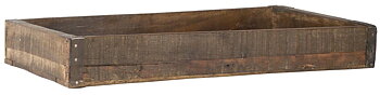 Låda / Bricka UNIK i återvunnet trä med järnbeslag Stor 25x43cm
