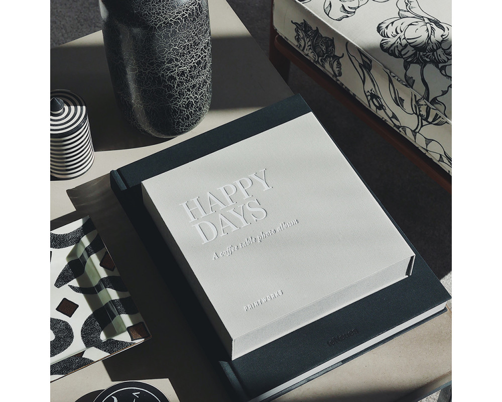 Fotoalbum "Happy Days" – Grå, 30 svarta sidor 24x24cm - 2