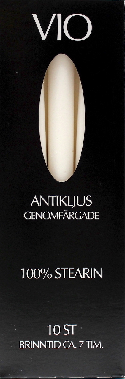 Antikljus 100% stearin vita 26cm 10-pack - 2