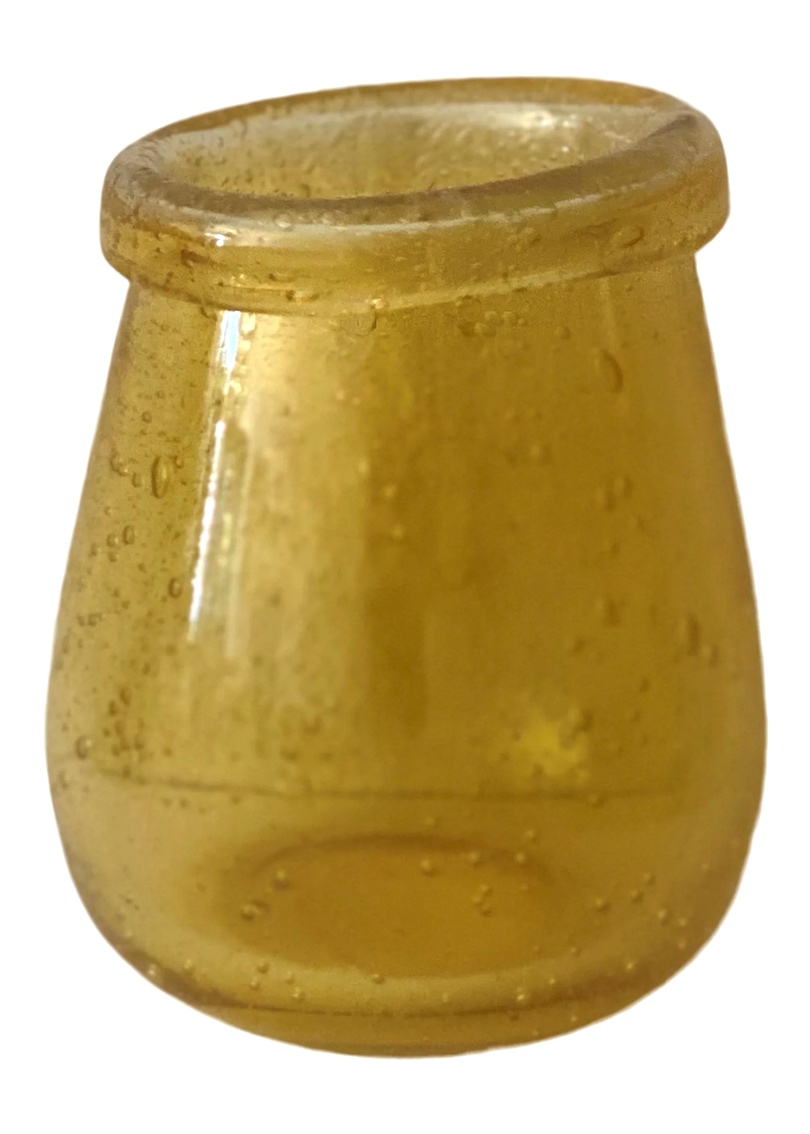 Vas / Ljuskopp i återvunnet glas med böjd kant, gul Ø9x10,5cm - 2