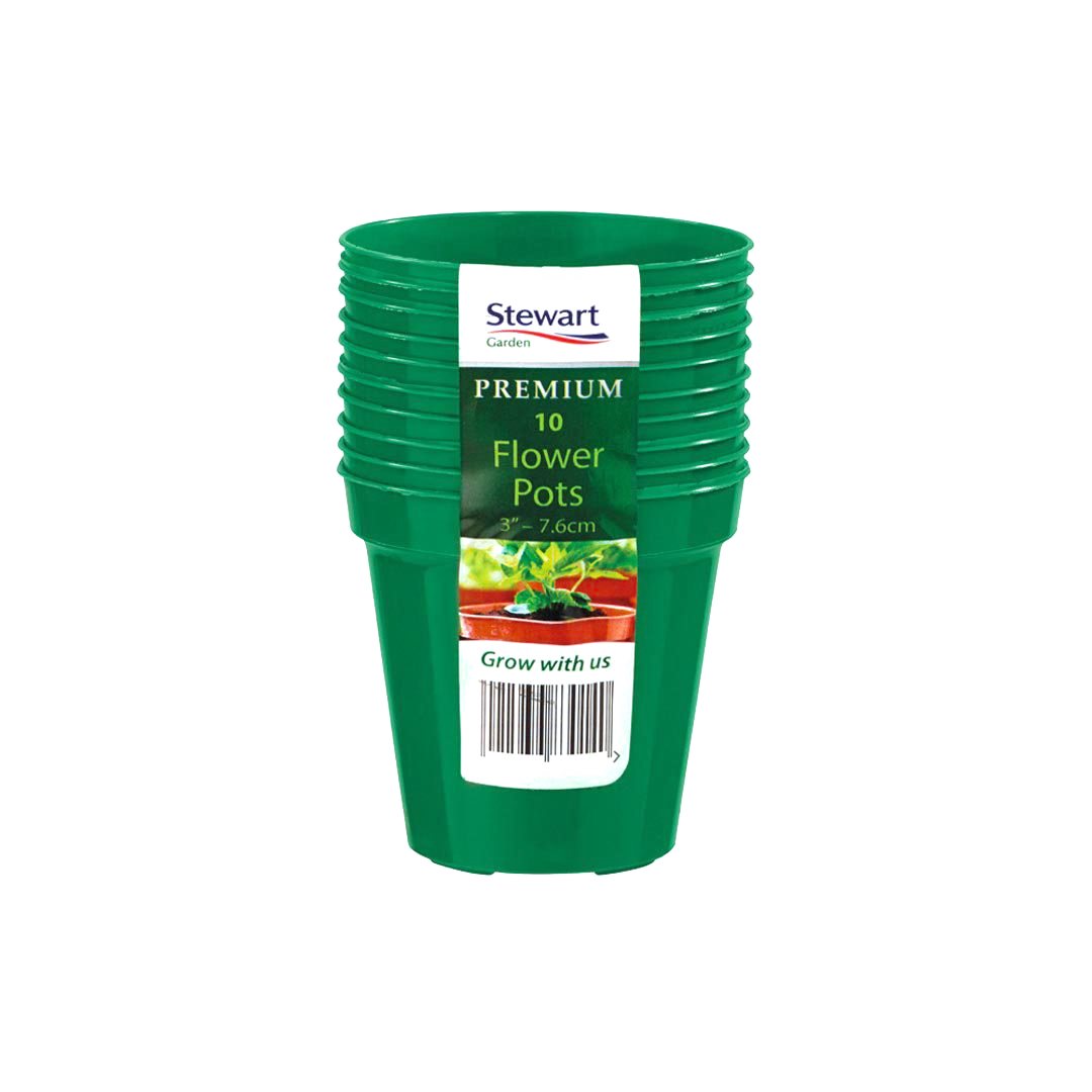 Plastkruka 3'' gröna Ø:7,6cm 10-pack