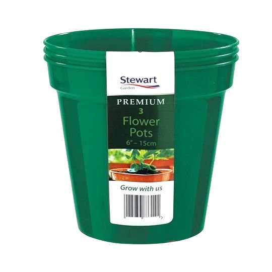 Plastkruka 6'' gröna Ø:15cm 3-pack