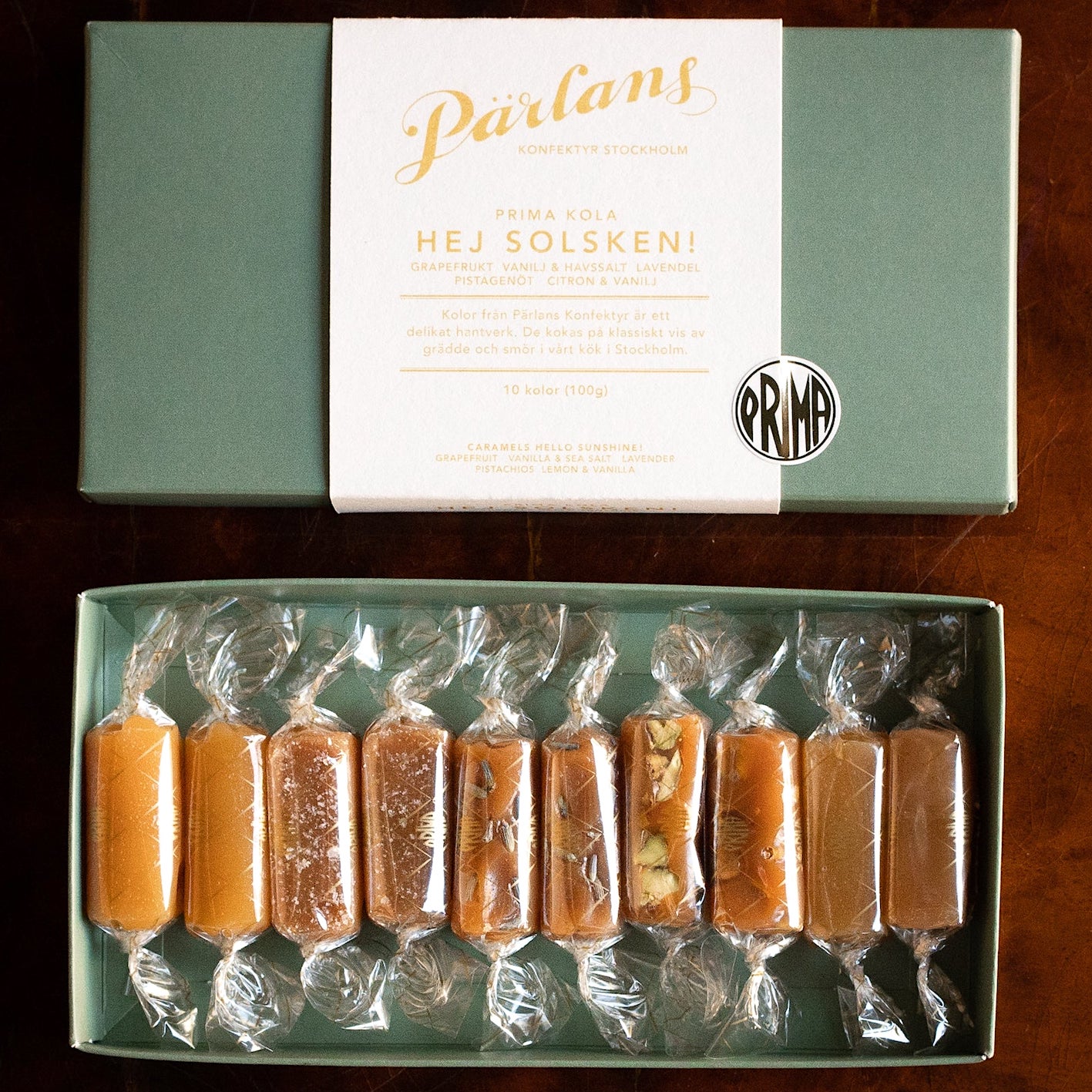 PÄRLANS KOLOR I GRÖN ASK "HEJ SOLSKEN" 10 bitar 100g