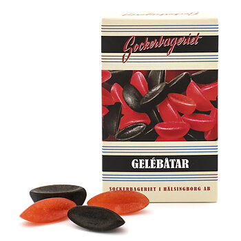 Gelébåtar lakrits & hallon i klassisk retroask 100g