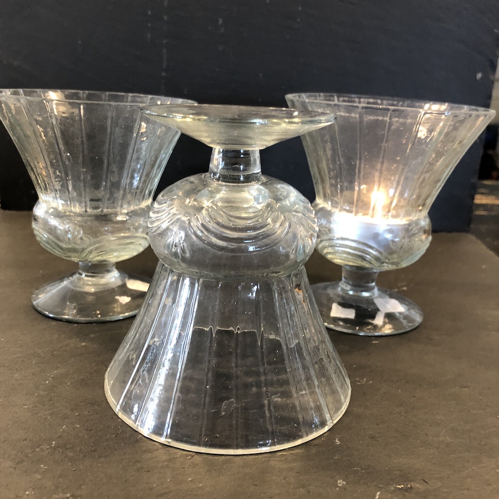 Ljushållare i glas på fot, för värmeljus H:11cm - 3