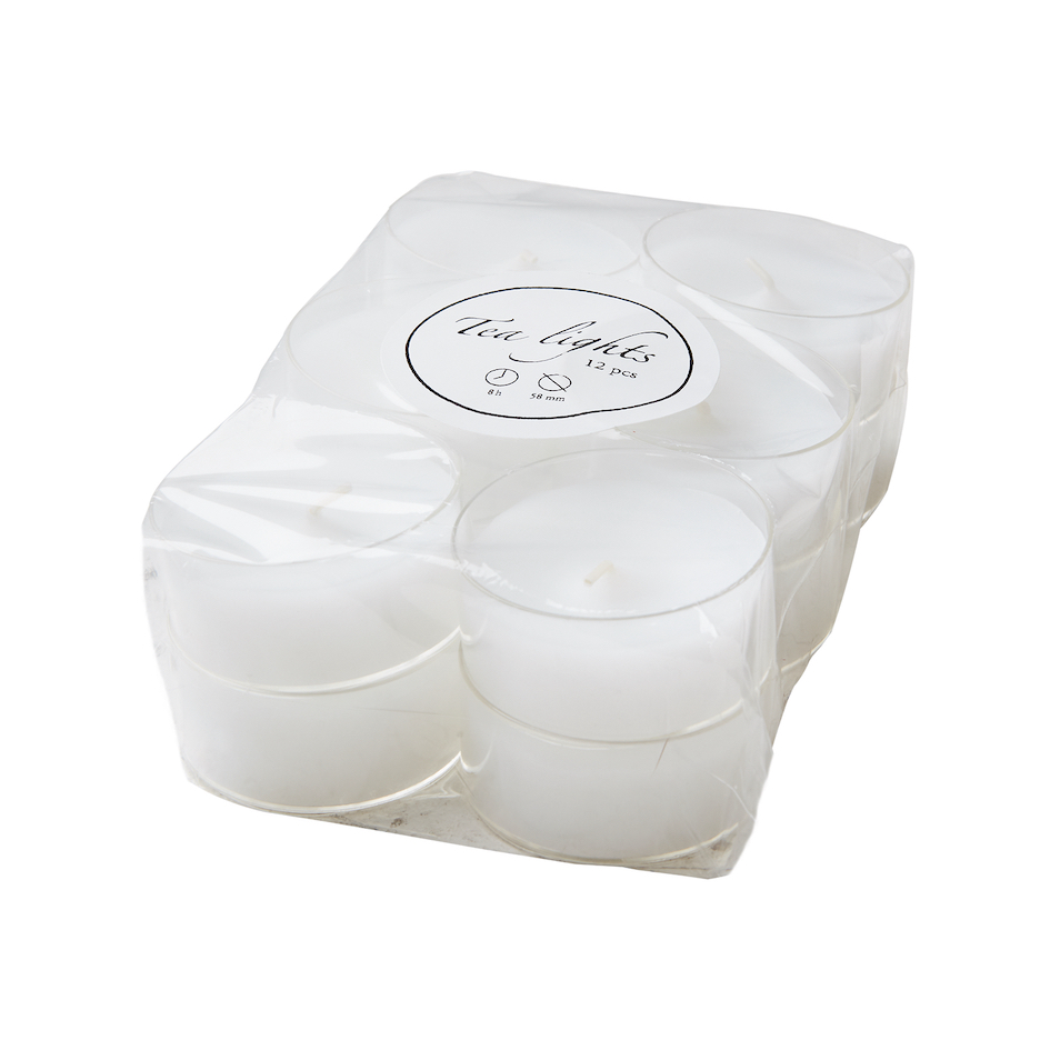 Värmeljus paraffin vita i plastkopp stora Ø5,8 8H 12-PACK - 2