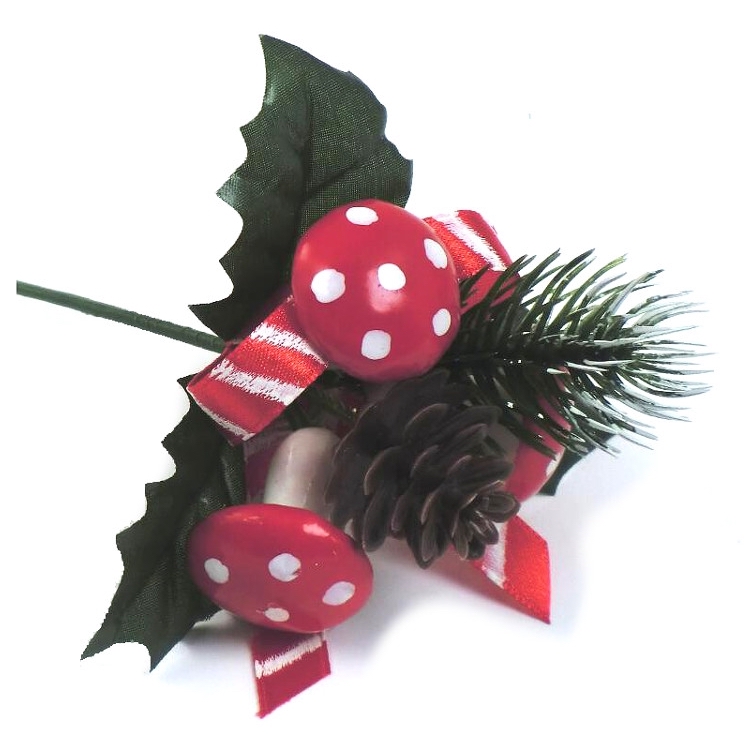 Stick med flugsvamp & gröna blad L:16cm