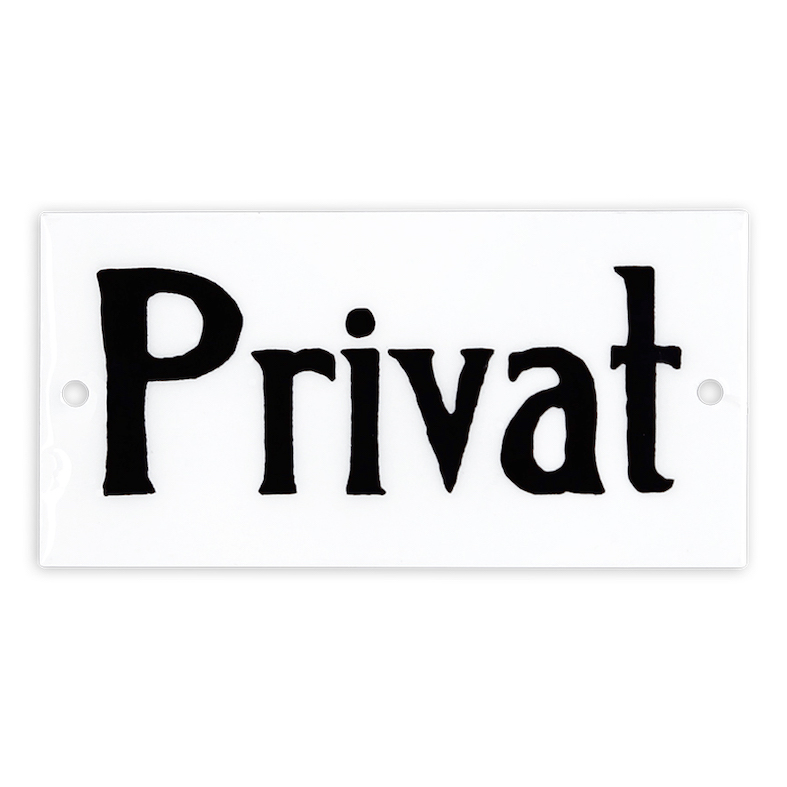 Skylt i emaljfinish – Privat 9x4,5cm
