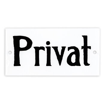 Skylt i emaljfinish – Privat 9x4,5cm