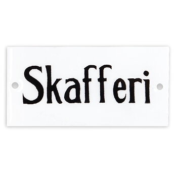 Skylt i emaljfinish – Skafferi 9x4,5cm