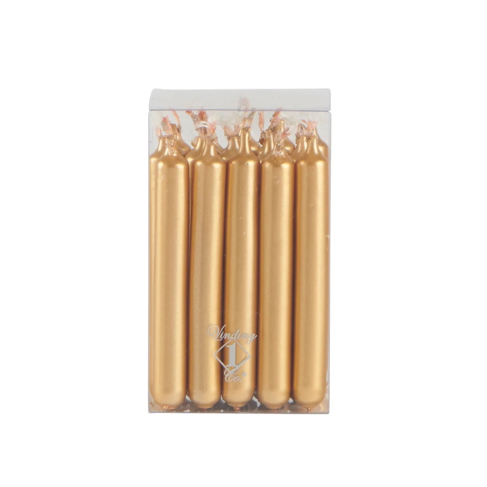 Julgransljus GULD H:10,2cm Ø:1,2cm 20-pack