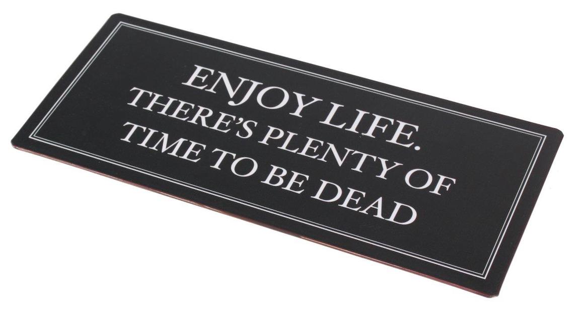 Plåtskylt – Enjoy life. There's plenty of time to be dead - 3