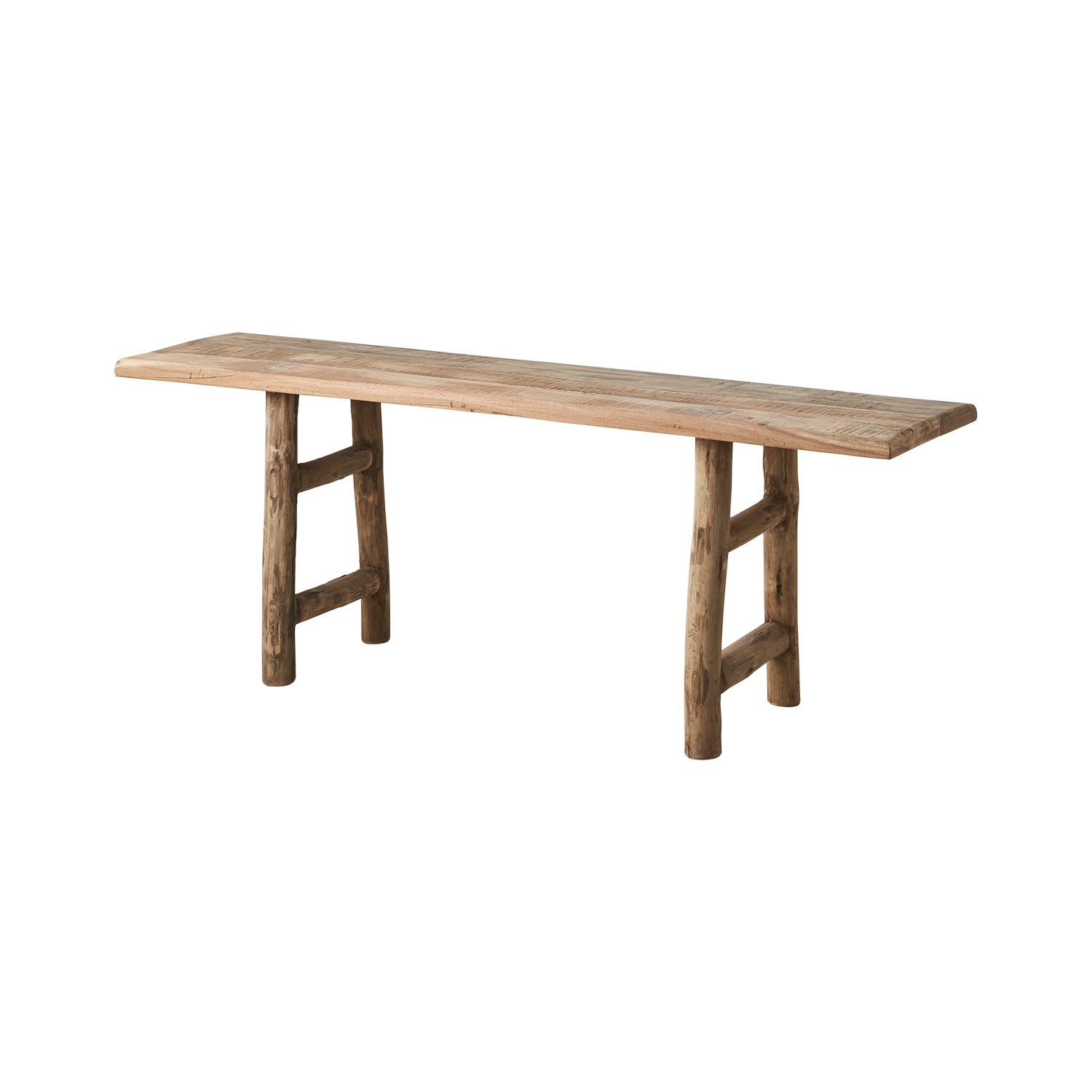 Bänk RIKO handgjord av återvunnet trä L:122cm H:46cm